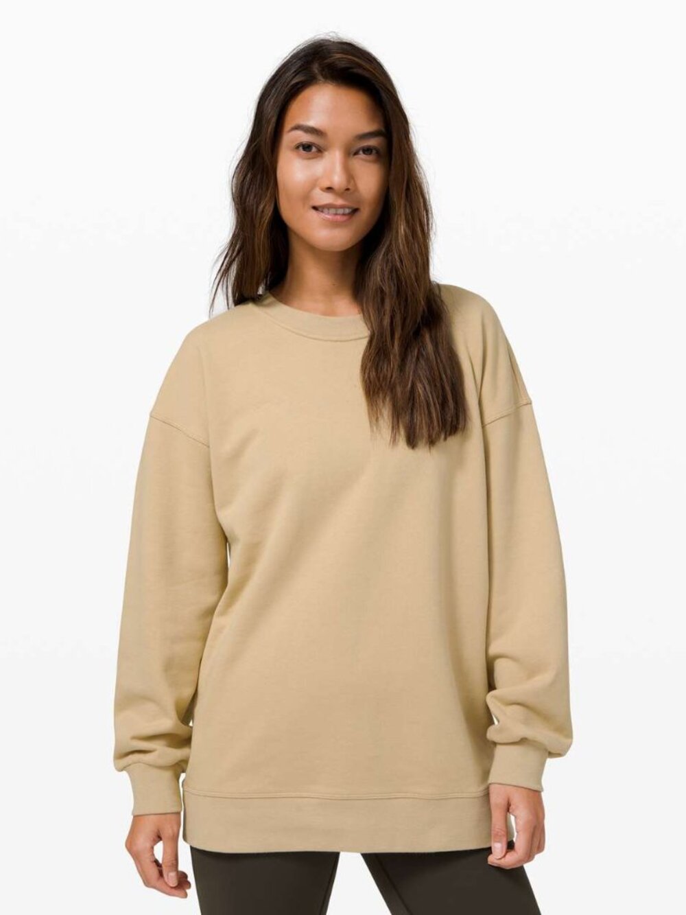 Lululemon Perfectly Oversized Crew Sweatshirt Womens Large Trench Beige Terry